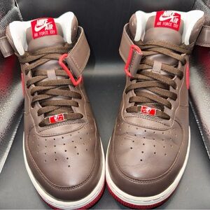 Size 10 - VTG Nike Air Force 1 07 Players Mid Brown 07’, Clean With Box, Great!
